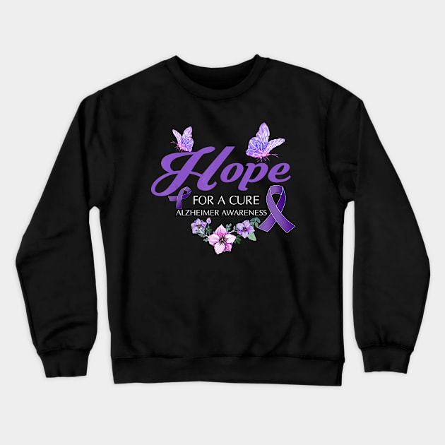 Hope For A Cure Alzheimer Awareness Flower Gift Crewneck Sweatshirt by thuylinh8